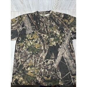 Vtg 90s Mossy Oak Camo T Shirt Large Hunting Camouflage Break Up All Over Print